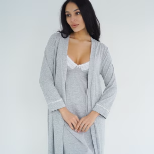 Bathrobe for pregnant and nursing mothers Soft&Lace 25314 Gray melange