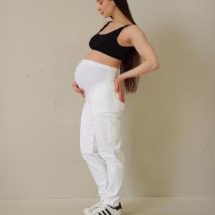 Trendy boyfriend jeans for pregnant women Simple&Basic 44000 White