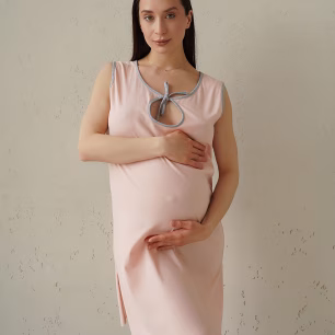 Simple Pastel Pink Night Dress for Pregnancy & Nursing 24126 Pastel pink