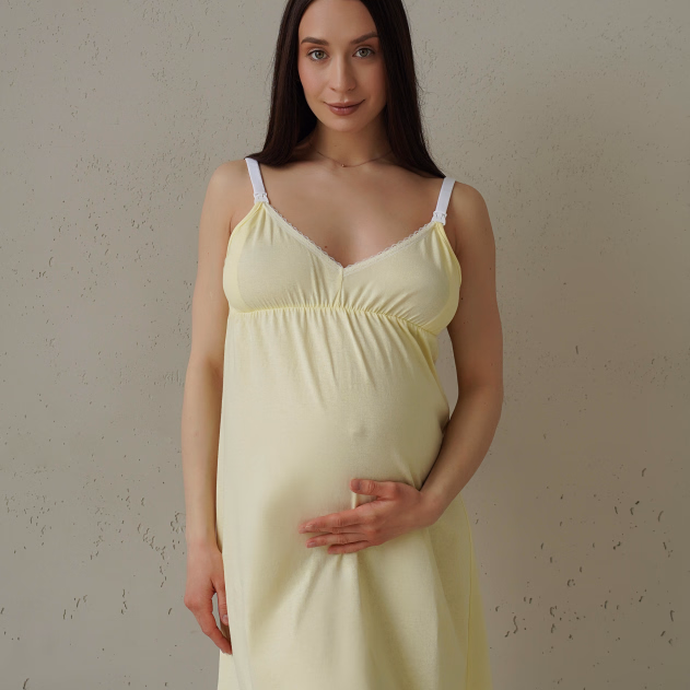 Maternity Nursing Night Dress Smart Care (24133) Pastel yellow