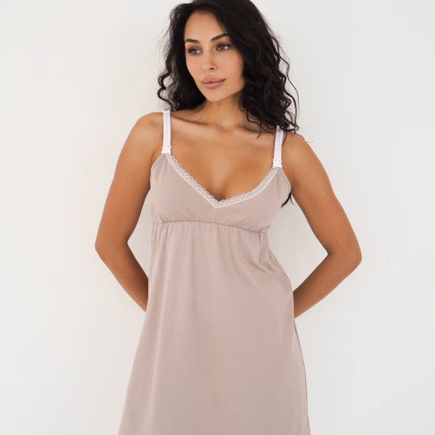 Нічна сорочка для вагітних та годуючих мам Smart Care (24133) Капучино