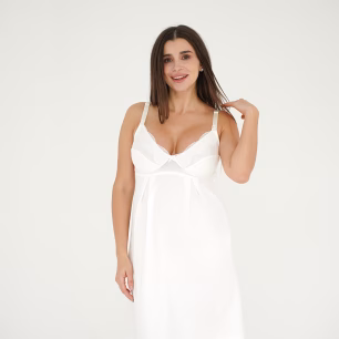 Нічна сорочка для вагітних та годуючих мам Soft Lace 24182 Молочний