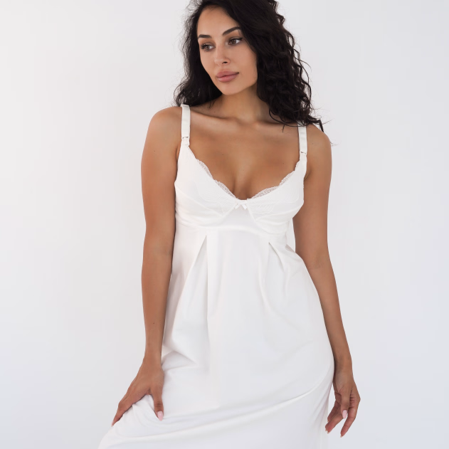 Нічна сорочка для вагітних та годуючих мам Soft Lace (24182) Молочний