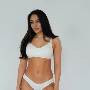 Double-Layer Cotton Bra for Maximum Support with Stretch Lace 814 lactic