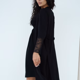 Bathrobe for pregnant and nursing mothers Soft&Lace 25318 Black