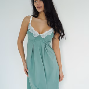 Нічна сорочка для вагітних та годуючих мам Soft Lace 24168 Зелений