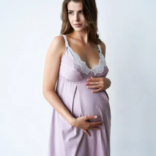 Нічна сорочка для вагітних та годуючих мам Soft Lace 25202 аметист