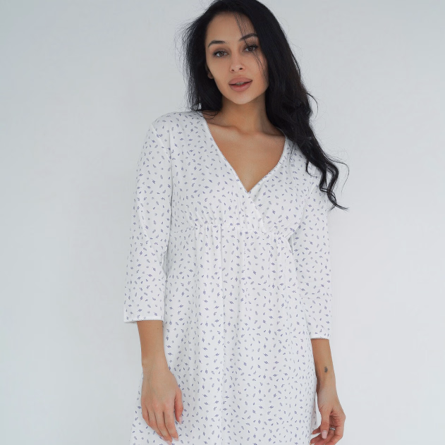 Нічна сорочка для вагітних та годуючих мам Warm Cosy (25203) Молочно-ліловий