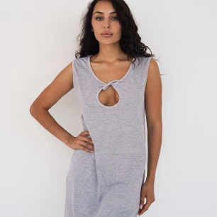 Simple Basic nightgown for pregnant and nursing mothers 24126 Gray melange
